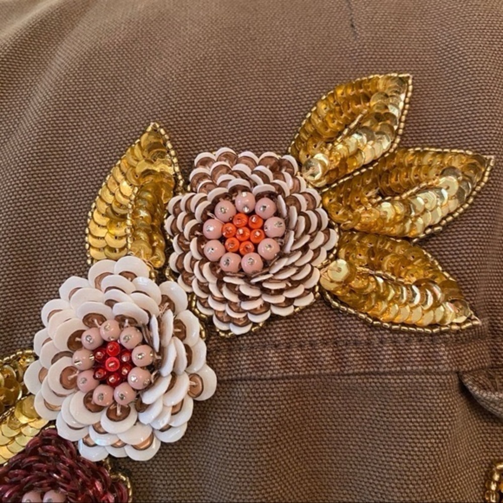 Veronica Beard Olive Green Embroidered Military Jacket - Picture 5 of 16